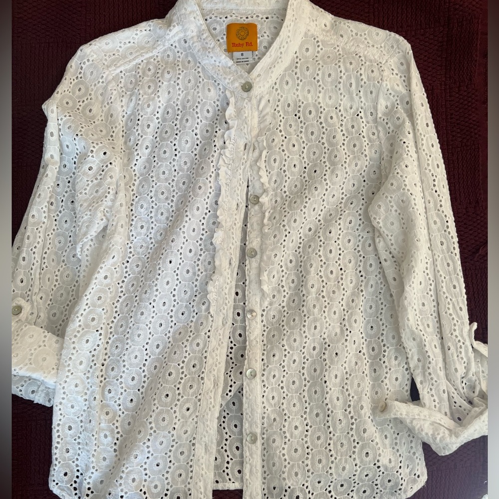 White Eyelet Blouse, Size 8